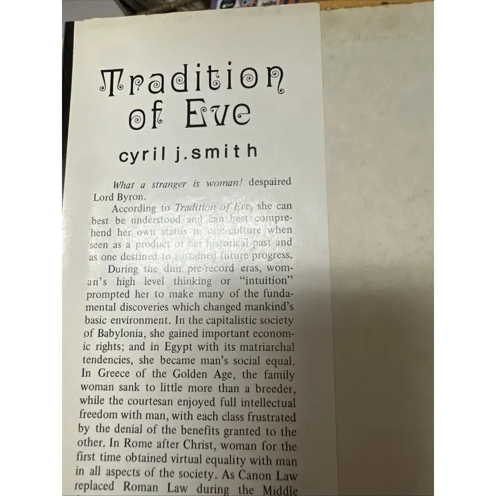 Tradition of Eve by Cyril J.‎ Smith Signed 1970 Vintage Hardcover Autographed